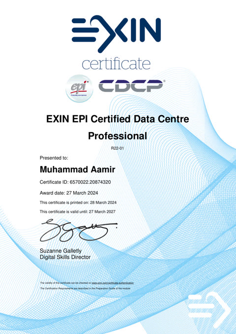 EXIN EPI CDCP certificate